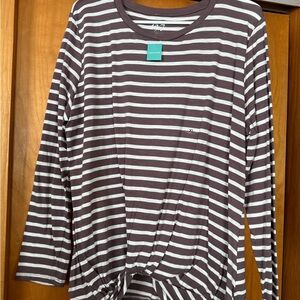 a new day Striped Long Sleeve Top - Brown and White